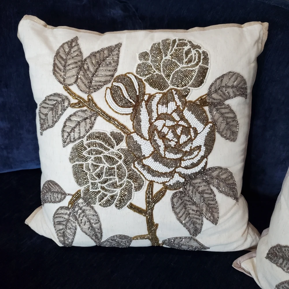 Pier 1 Imports Beaded Pillow Set of 2 Home Decor Everyday Spring Luxury